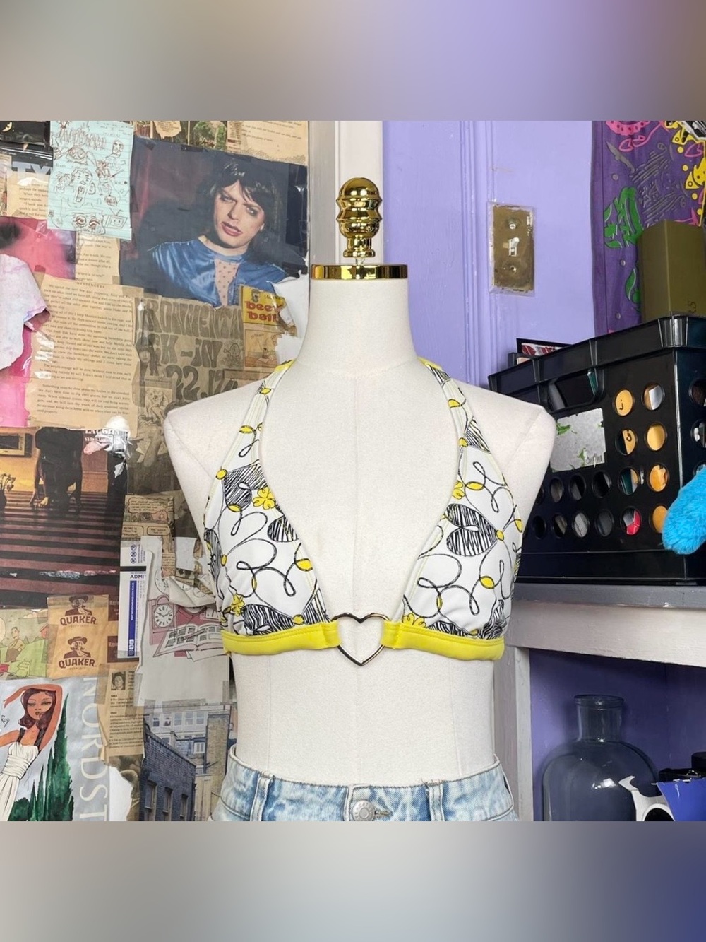 Y2K Floral Ring Bikini Top